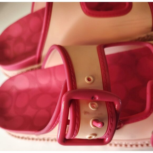 Coach Lainey Platform Flower Pink Slide Rubber Sandals, Size 7B, Buckle, READ - Picture 8 of 12